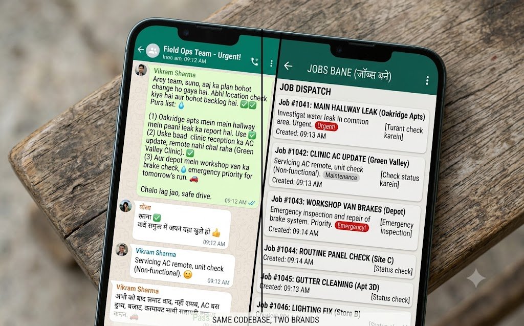 An end-of-day WhatsApp update and the job statuses it changed